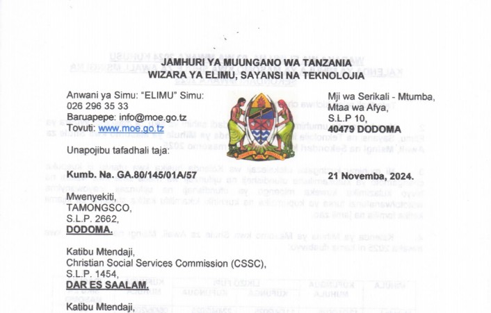 KALENDA YA MIHULA YA MASOMO KWA SHULE ZA AWALI, MSINGI NA SEKONDARI MWAKA 2025